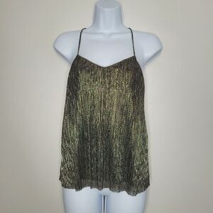 Express gold shimmer metallic disco going out party low back top size small